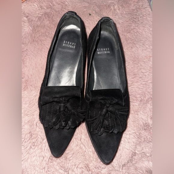 Stuart Weitzman Women's Black suede avatass Loafers 7 office fall - Picture 1 of 10